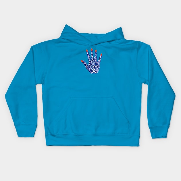 Blue Handprint Artist Creator Maker Kids Hoodie by SpringBird